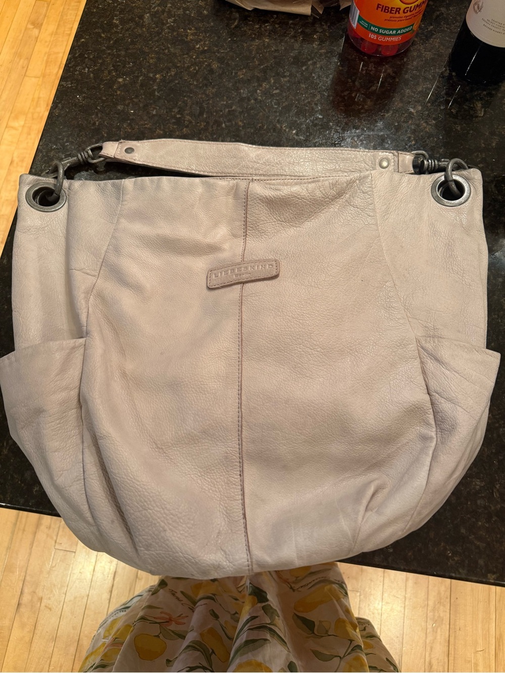 BIG Liebeskind Soft Leather Hobo Bag in Light Gray